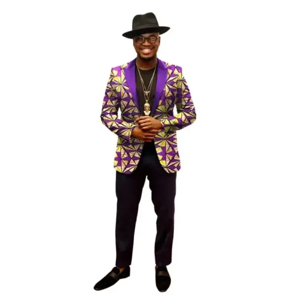 veste-africaine-homme-chic-violette-1 Veste africaine homme chic violette élégante et stylée
