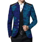 Veste de costume africain homme bleu