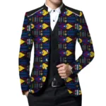 Veste de costume homme en tissu africain coloré
