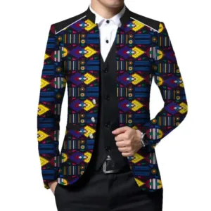 Veste de costume homme en tissu africain coloré