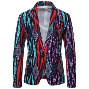 Veste costume homme imprimée au design africain