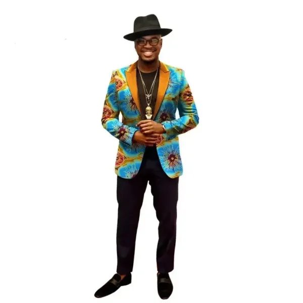veste-motif-africain-homme-bleue-1 Veste bleue à motif africain pour homme