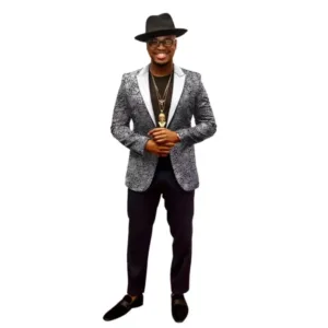 Veste grise à motif africain pour homme
