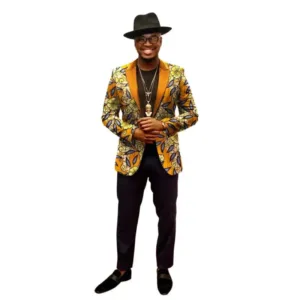 Veste homme motif africain orange