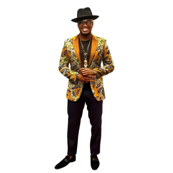 veste-motif-africain-homme-orange-1 Veste homme motif africain orange