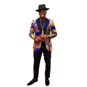 Veste multicolore à motif africain pour homme