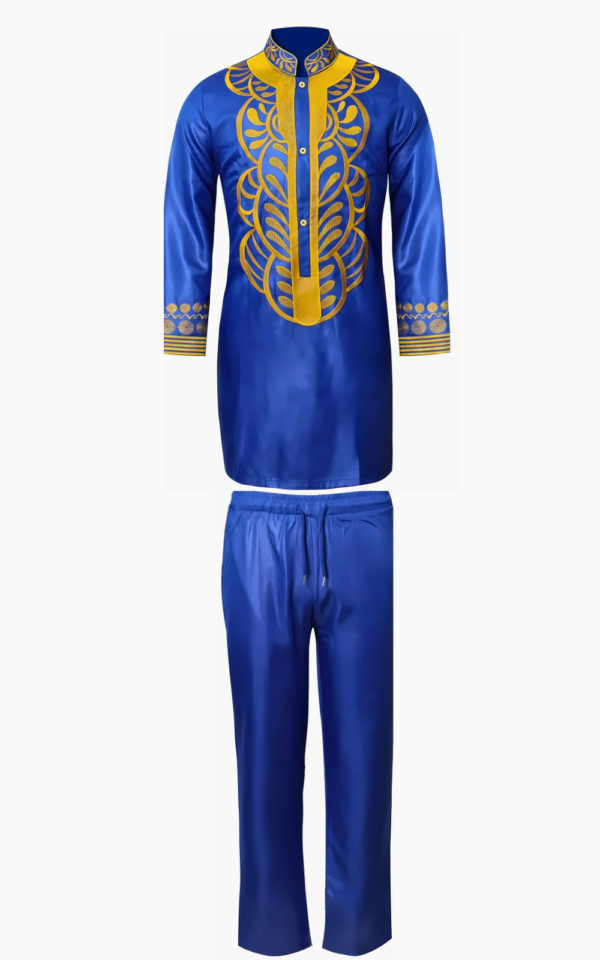 vetement-boubou-homme-bleu-2-pieces-1 Vêtement Boubou Homme Bleu 2 Pièces en style africain