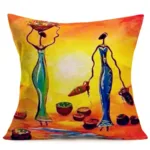 Coussin décoratif en tissu wax aux motifs vibrants