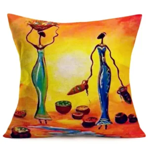 Coussin décoratif en tissu wax aux motifs vibrants
