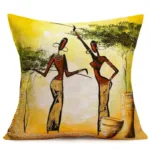 Coussin africain uni en tissu wax, design contemporain
