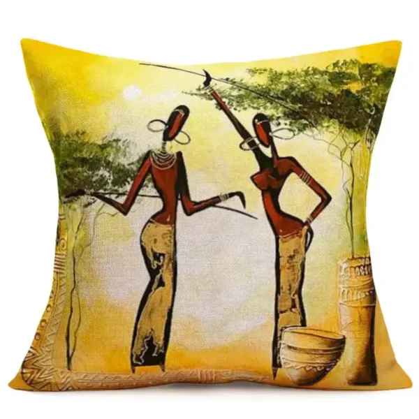 Coussin africain uni en tissu wax, design contemporain