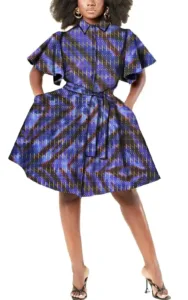 Robe en Wax avec motifs africains colorés