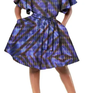 Robe en Wax avec motifs africains colorés